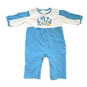 Starting Out Blue & White Baby Outfit w/ Embroidery - 6M